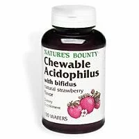 Acidophilus Chewable Strawberry With Bifidus, by Natures Bounty - 100 Wafers