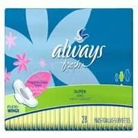 Always Fresh Maxi Pads Long Super With Wings - 28 / Pack, 6 Packs