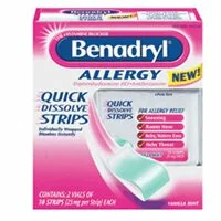 Benadryl Allergy Quick Dissolve Strips For Children, Vanilla Mint For Allergy Relief - 10 ea