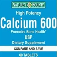 High Potency Calcium 600 supplements, By Natures Bounty - 60 Tablets