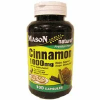 CINNAMON 1000 mg Natural Dietary Supplement Capsules By Mason â€“ 100 Ea.