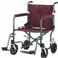 Drive Medical Designer Fly-Weight Aluminum Transport Wheelchair 19 Inches Burgundy, Green - 1 Ea 