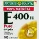 Vitamin E 400 IU Supplement Softgels With Pure D-Alpha, By Natures Bounty - 100 Softgels