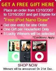Place an Order and Get a entry into i-pod Nano Draw at AmericaRx.com
