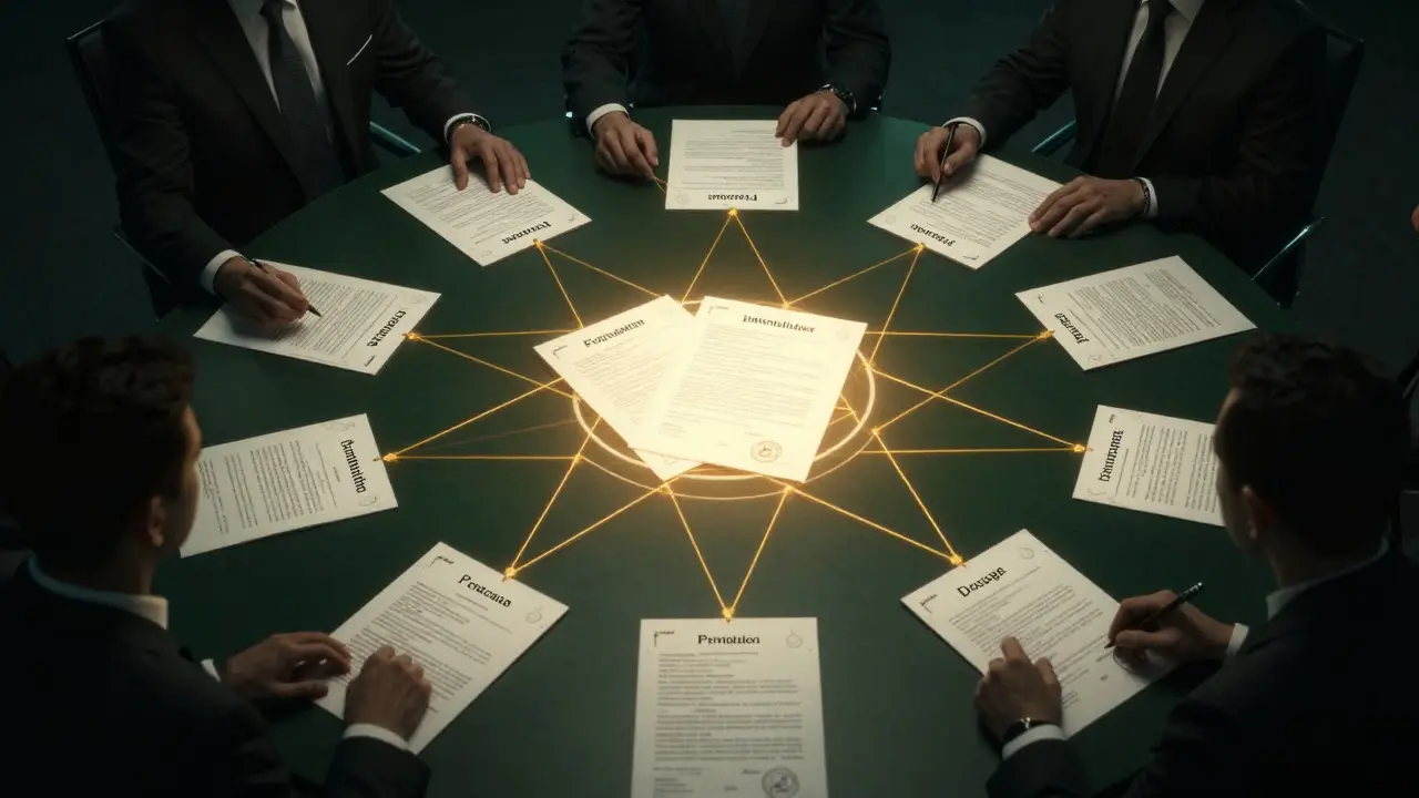 Corporate figures weaving web of secondary patent protections