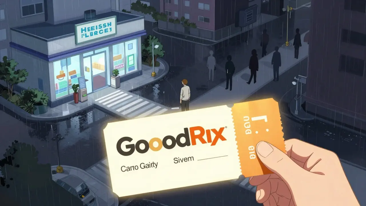 Character choosing safe pharmacy path over shady options